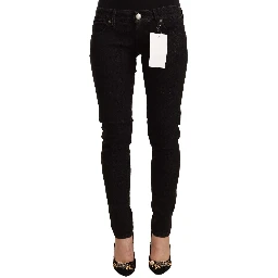 Black Cotton Low Waist Skinny Denim Jeans