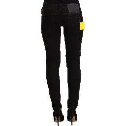 Black Cotton Low Waist Skinny Denim Jeans