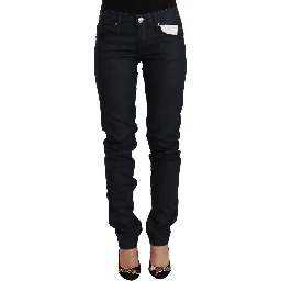 Black Cotton Low Waist Slim Fit Denim Jeans