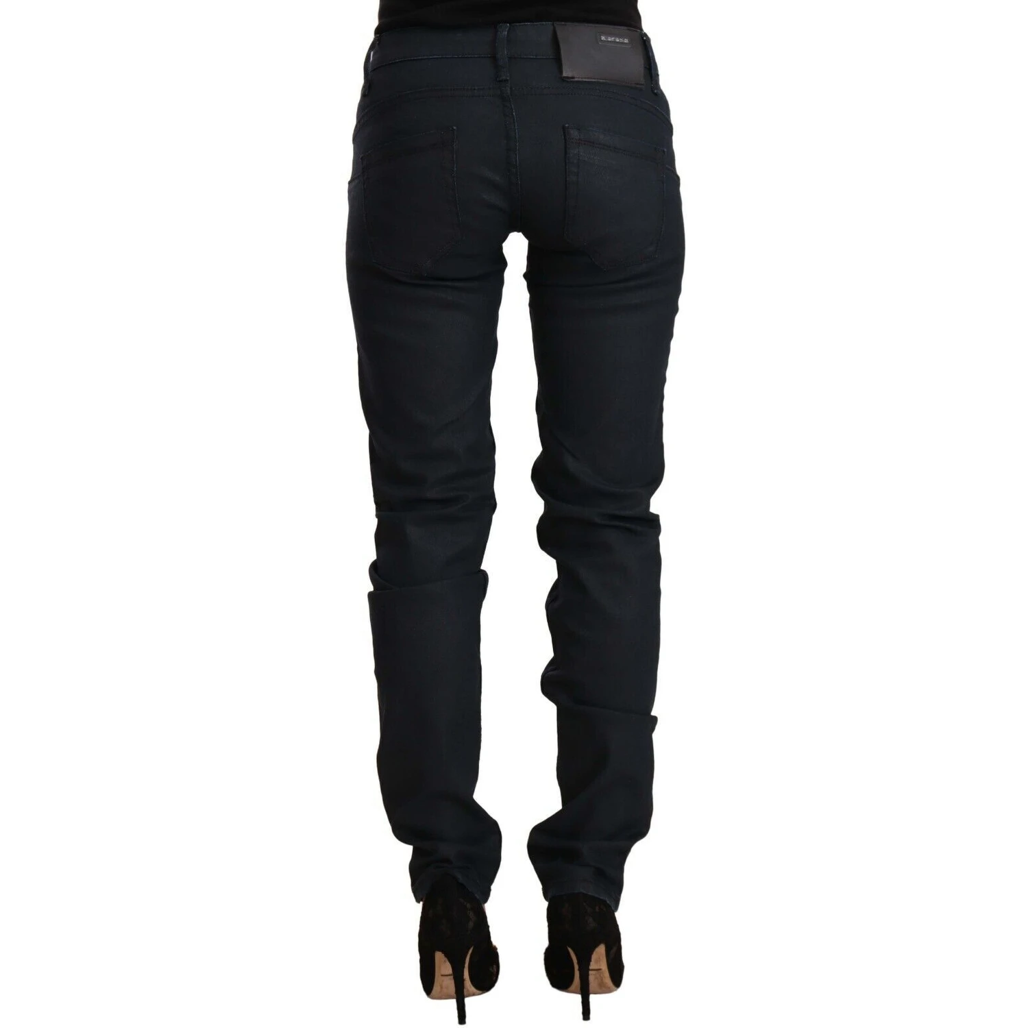 Black Cotton Low Waist Slim Fit Denim Jeans