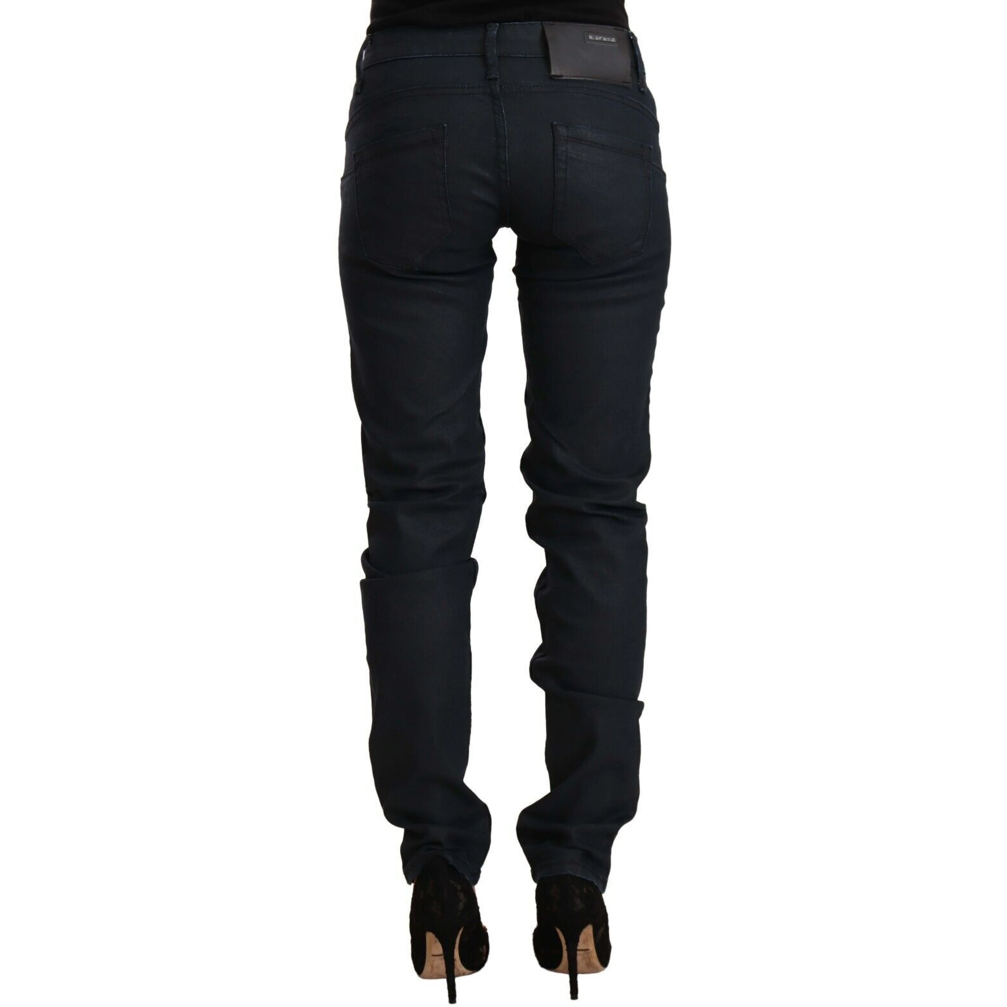 Black Cotton Low Waist Slim Fit Denim Jeans