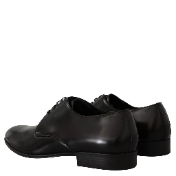 Black Leather Lace Up Formal Derby Shoes