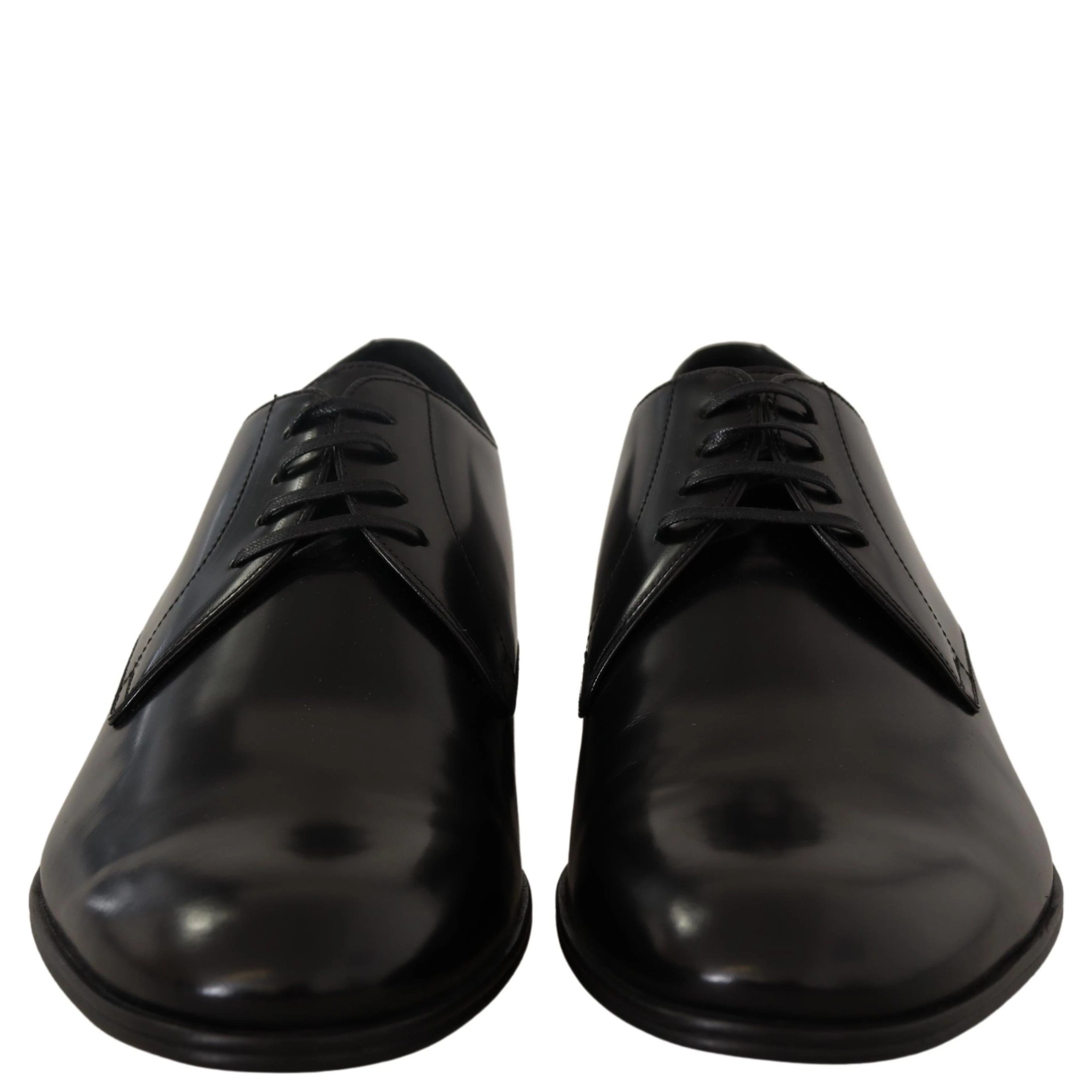 Black Leather Lace Up Formal Derby Shoes