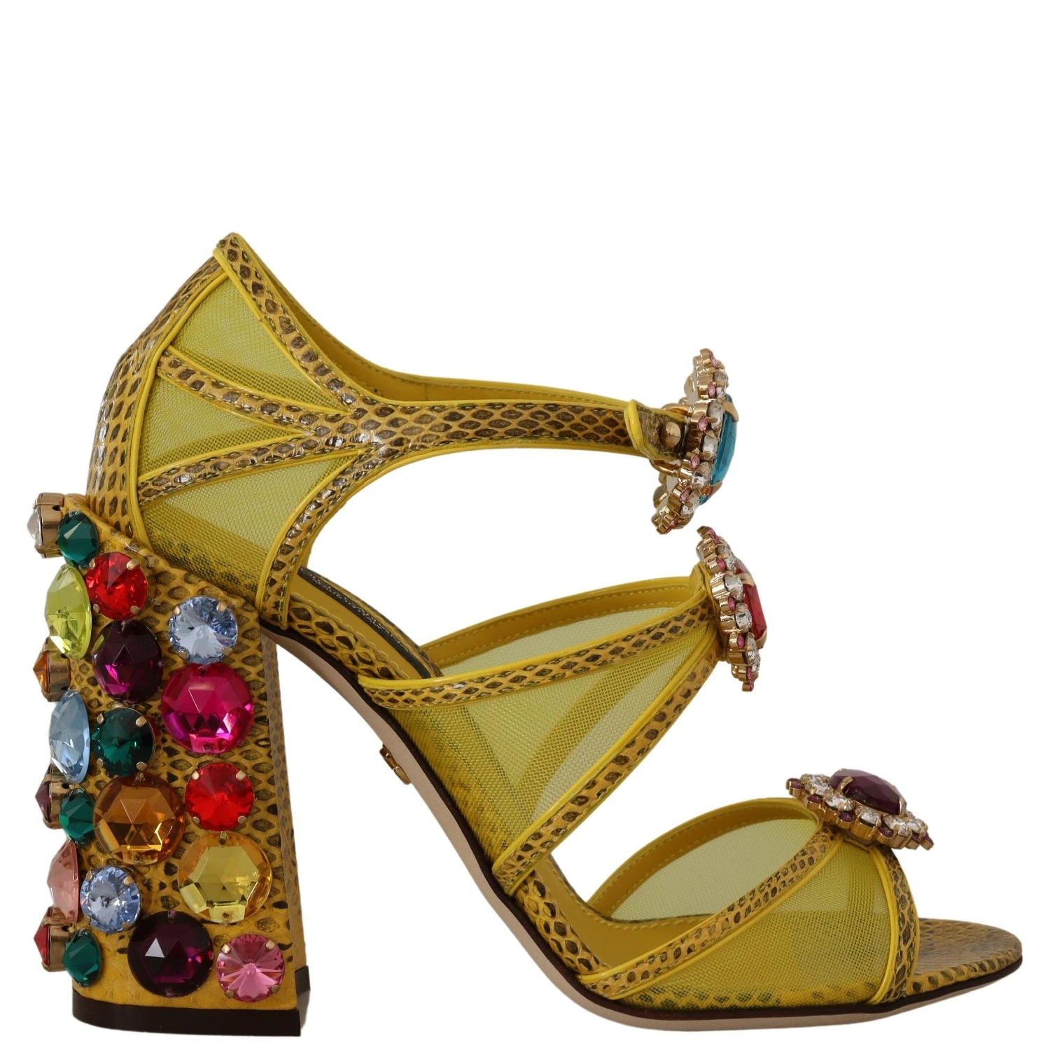 Yellow Leather Crystal Ayers Sandals Shoes