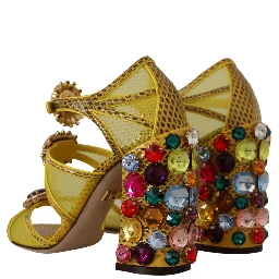 Yellow Leather Crystal Ayers Sandals Shoes