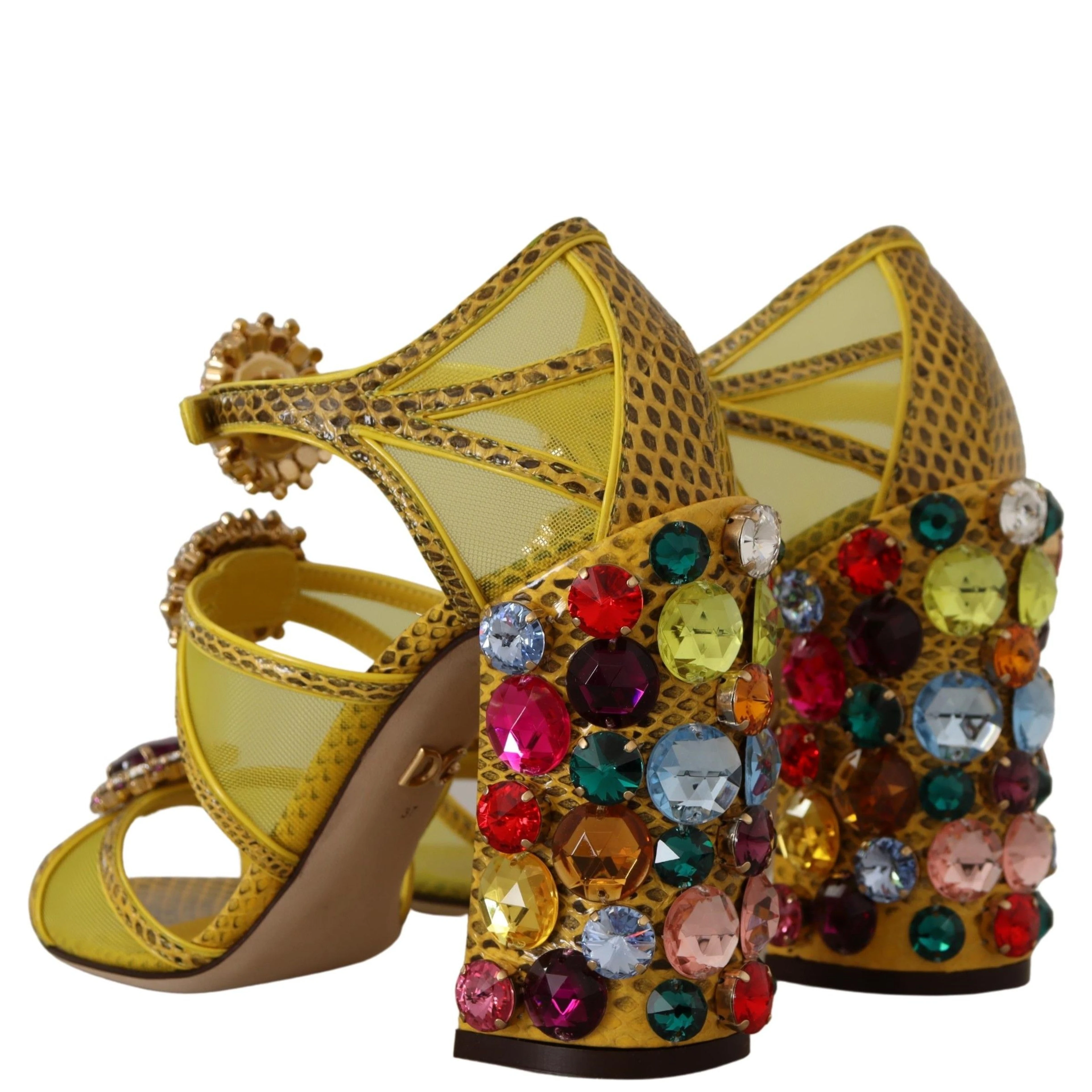 Yellow Leather Crystal Ayers Sandals Shoes
