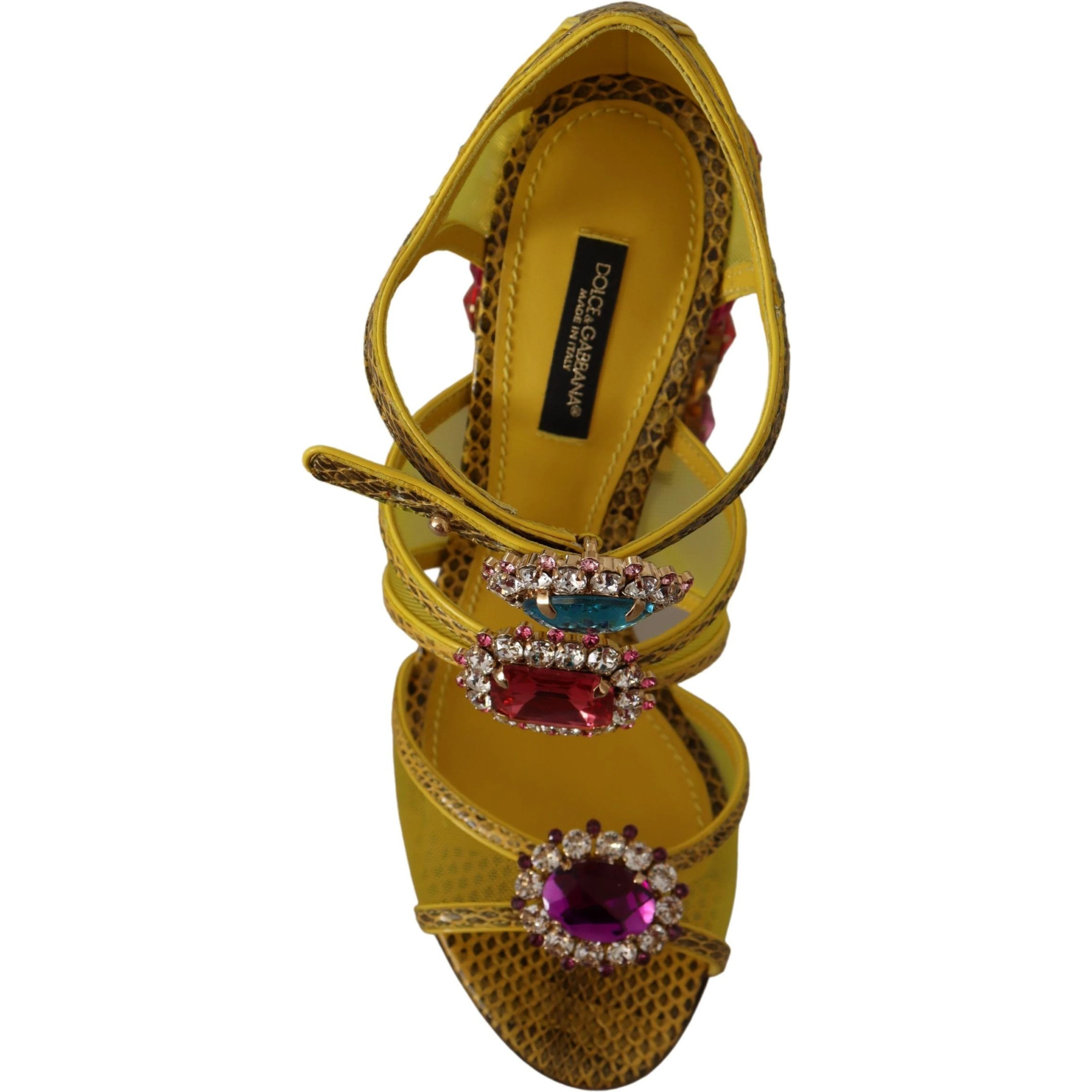 Yellow Leather Crystal Ayers Sandals Shoes