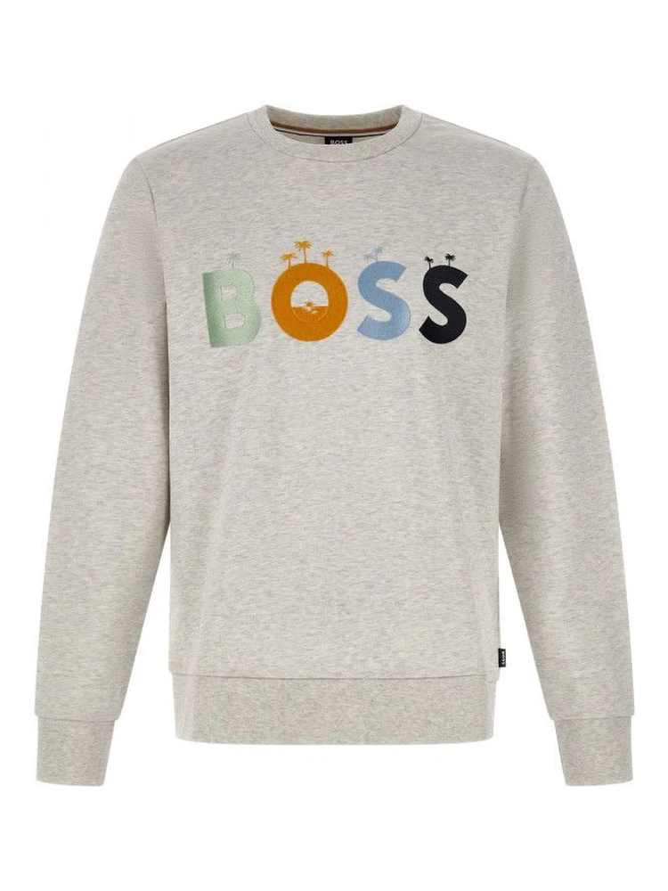 Grey Cotton Logo Details Sweatshirt