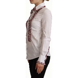 White Cotton Lace Long Sleeves Ruffle Collar Top Shirt