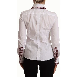 White Cotton Lace Long Sleeves Ruffle Collar Top Shirt
