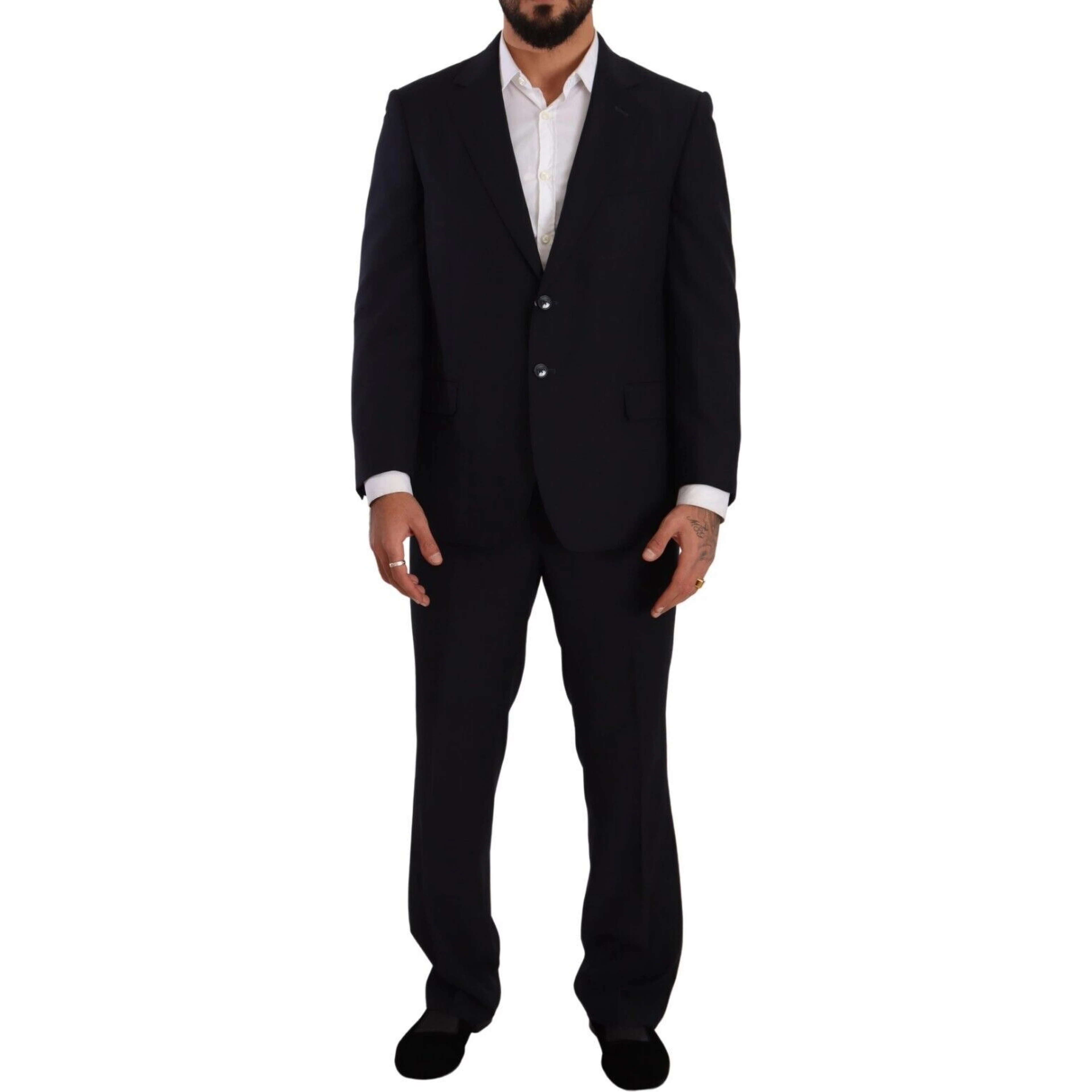Blue Polyester Single Breasted Formal Suit