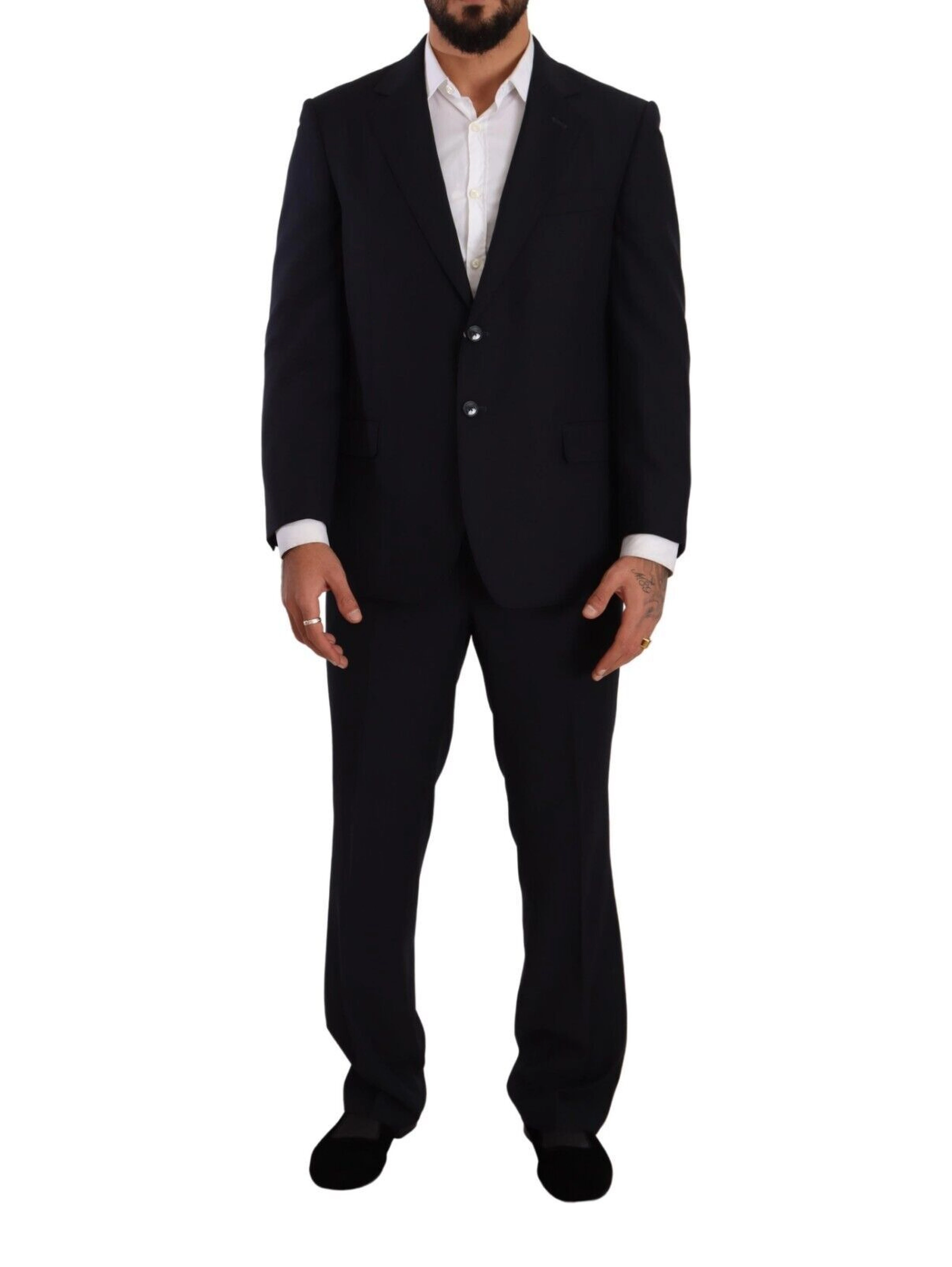Blue Polyester Single Breasted Formal Suit