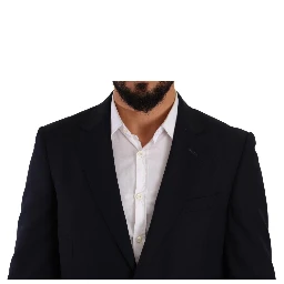 Blue Polyester Single Breasted Formal Suit
