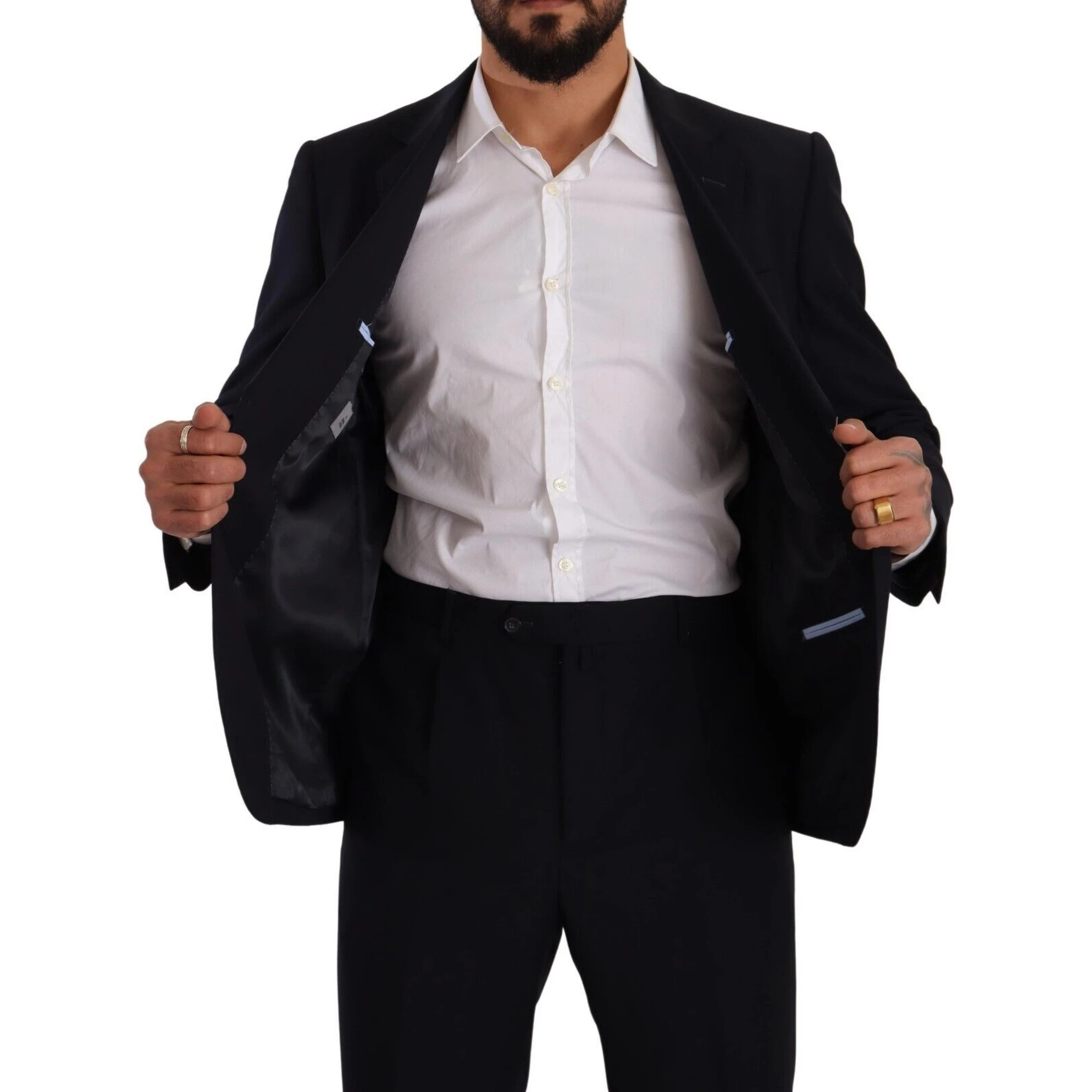 Blue Polyester Single Breasted Formal Suit