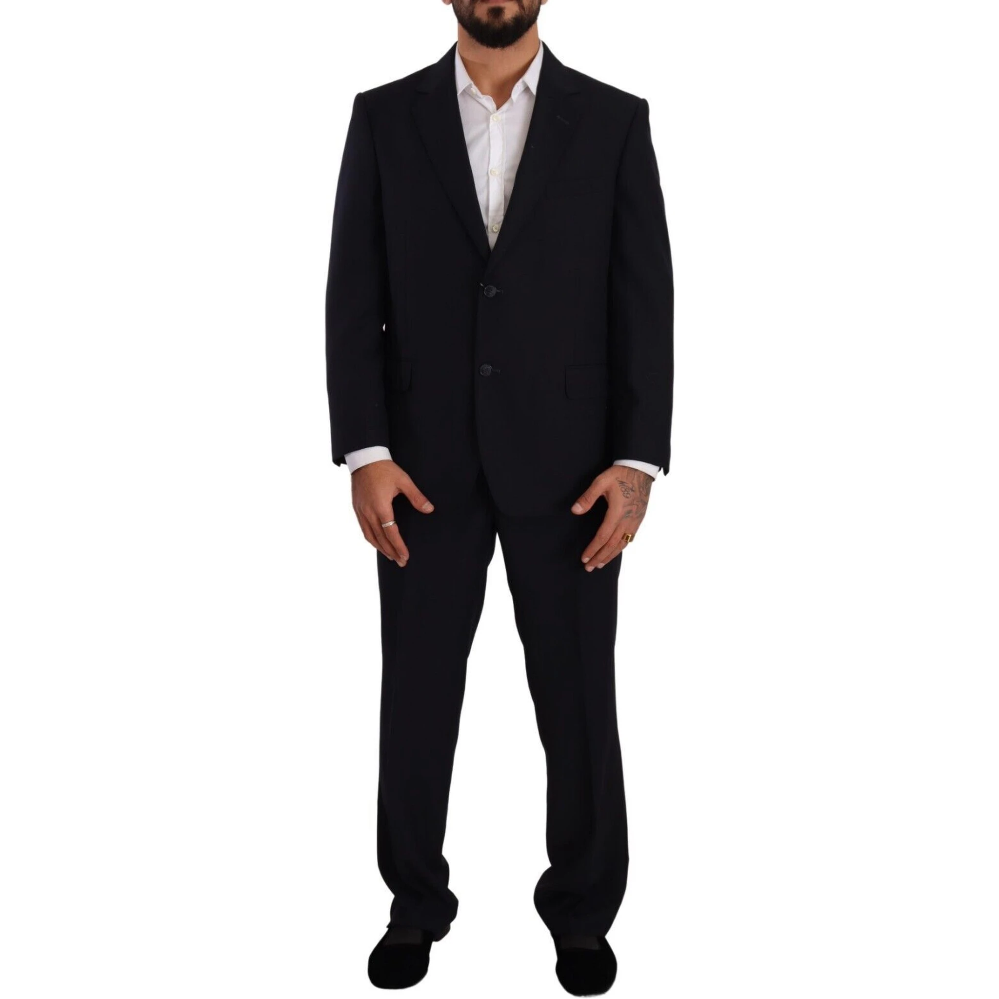 Blue Polyester Single Breasted Formal Suit
