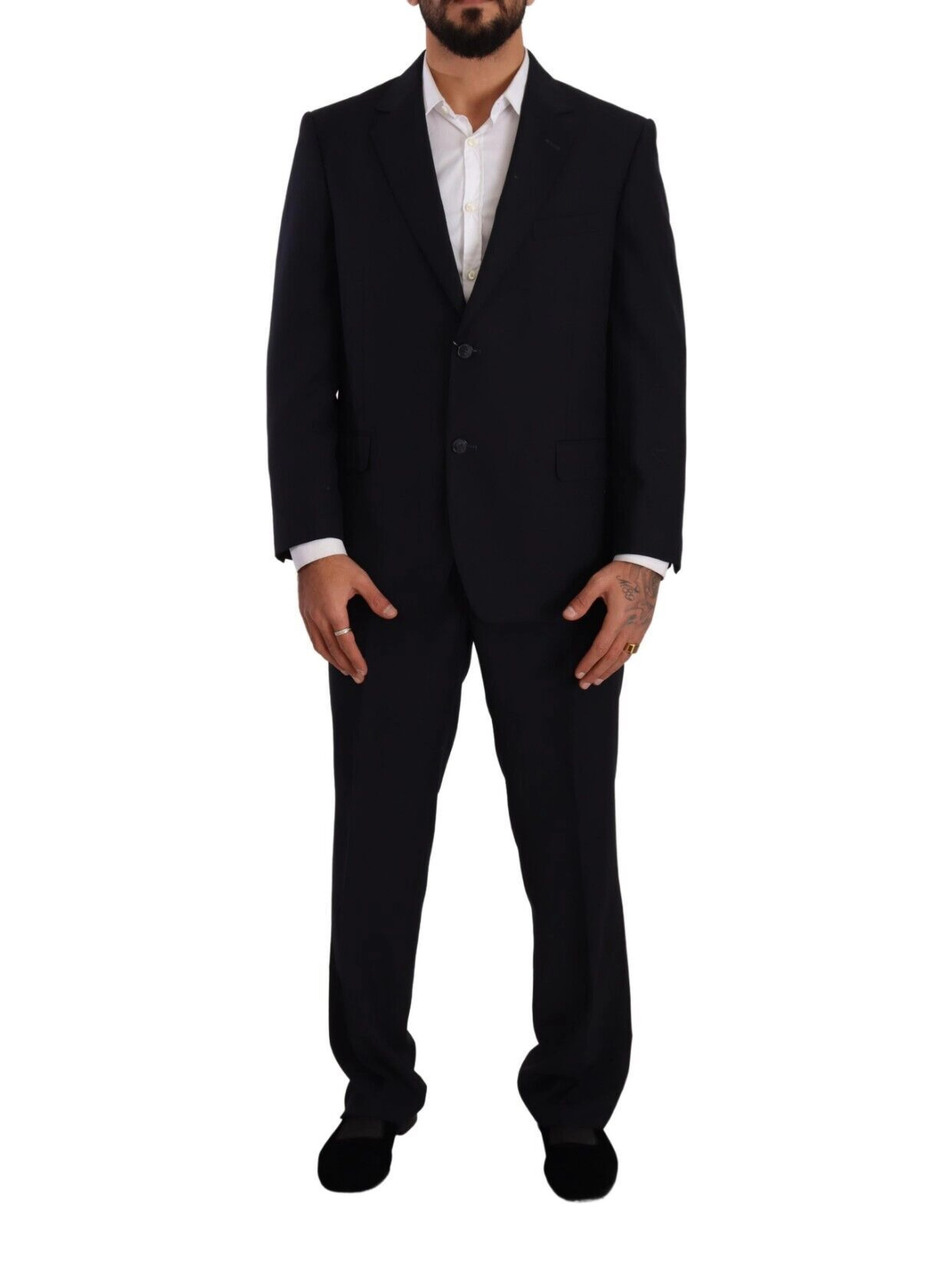 Blue Polyester Single Breasted Formal Suit