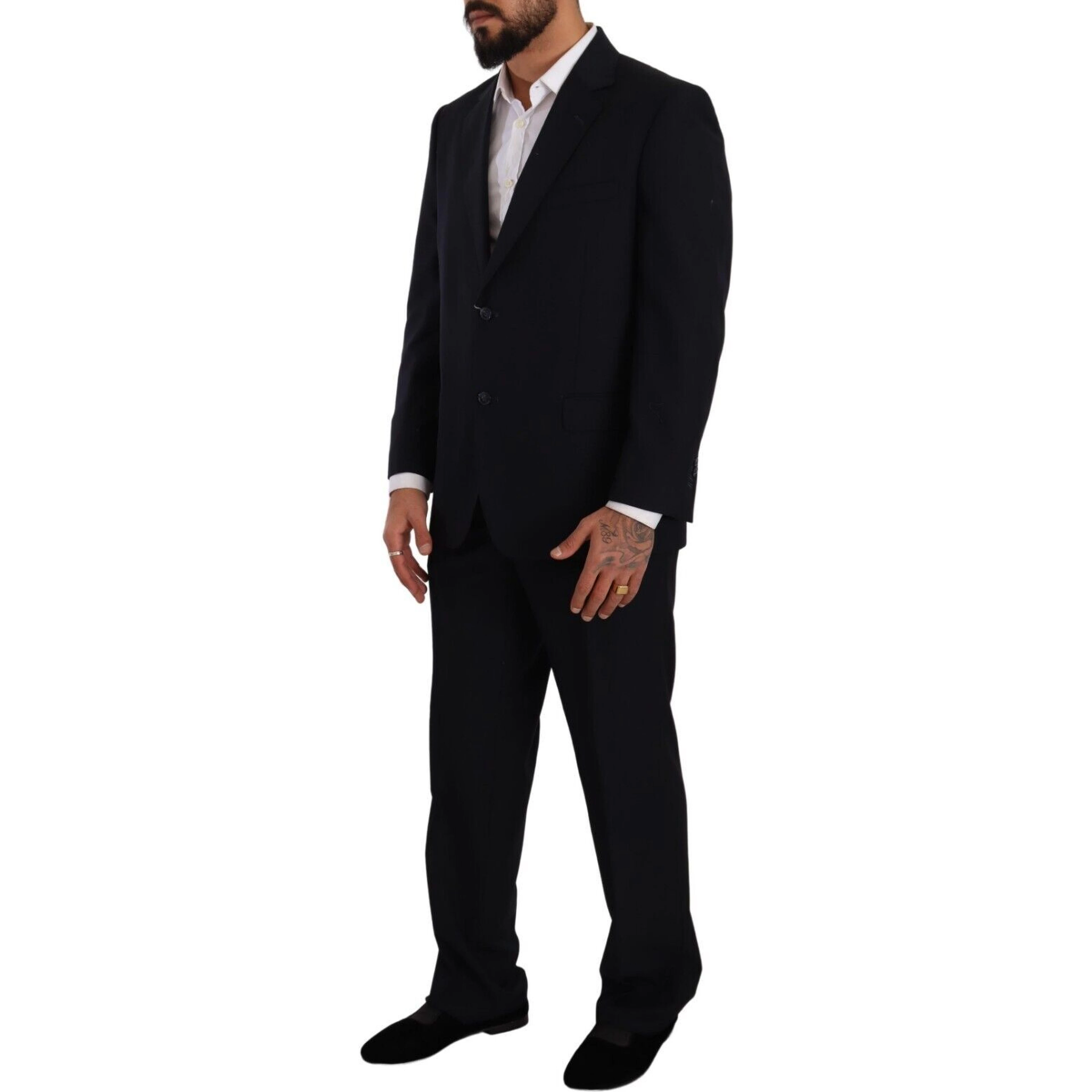 Blue Polyester Single Breasted Formal Suit
