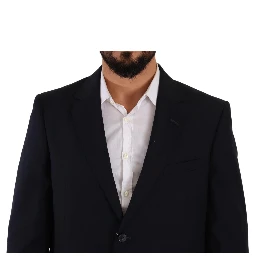 Blue Polyester Single Breasted Formal Suit