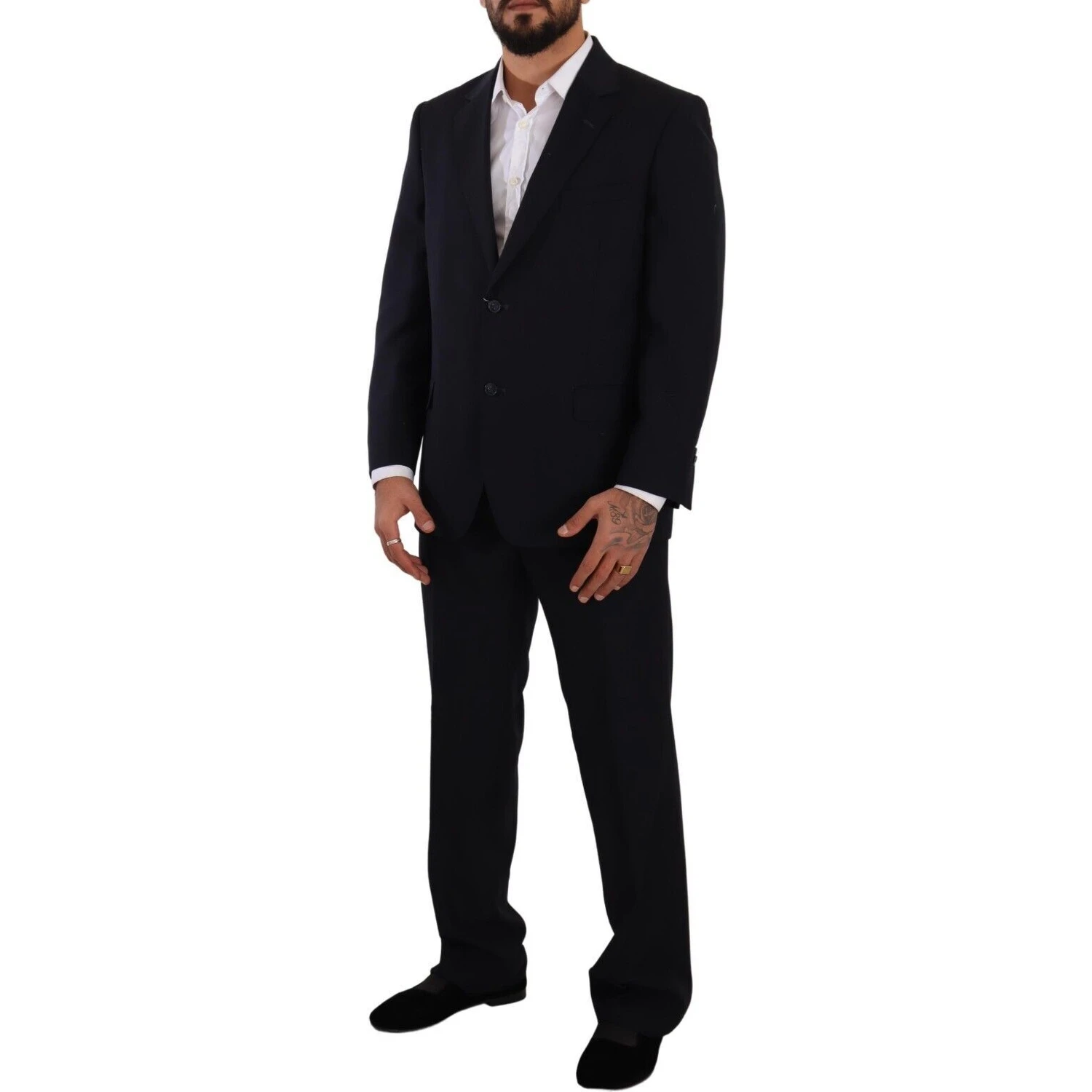 Blue Polyester Single Breasted Formal Suit