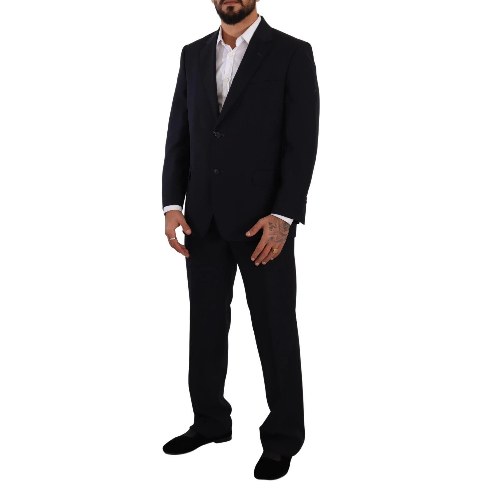Blue Polyester Single Breasted Formal Suit