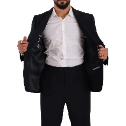 Blue Polyester Single Breasted Formal Suit