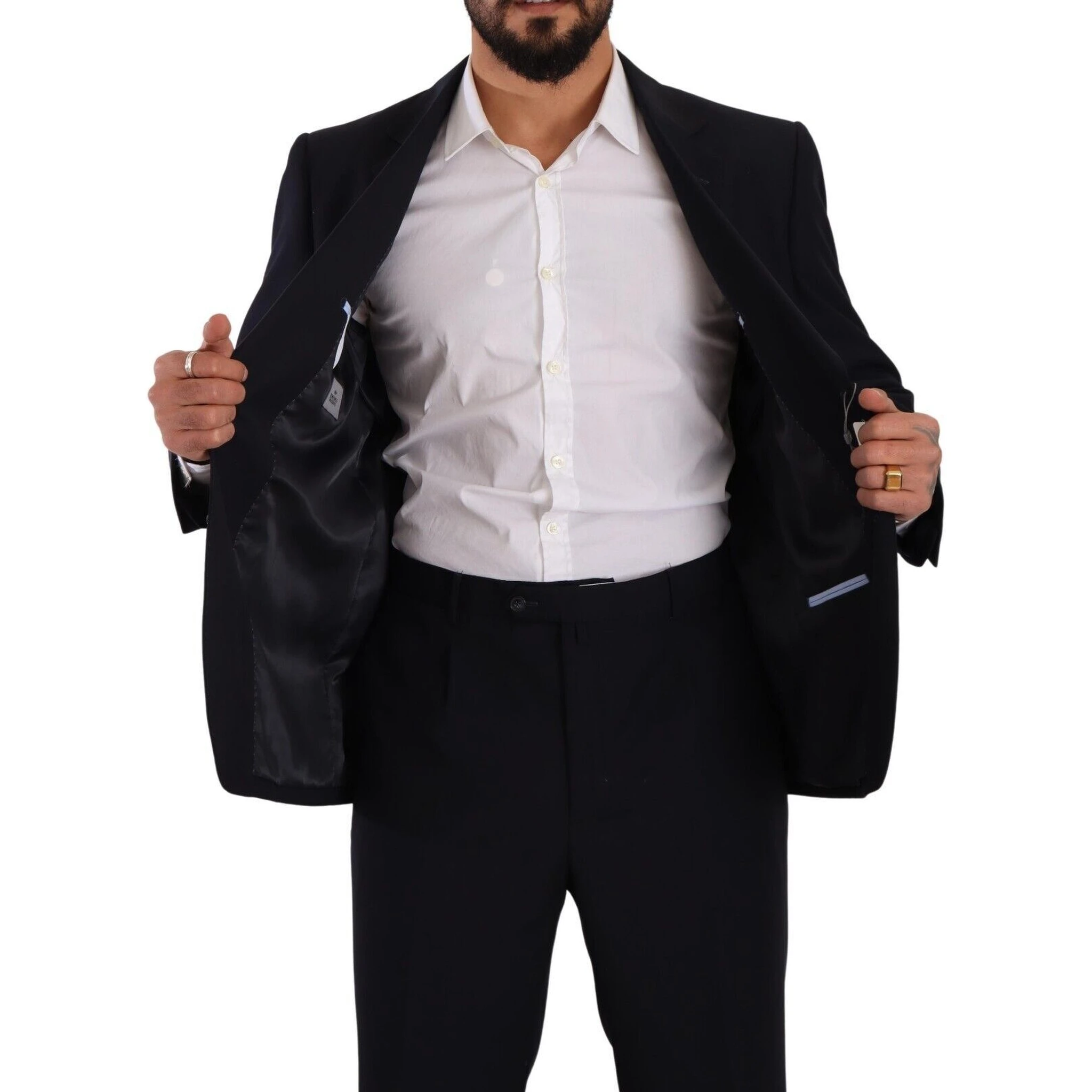 Blue Polyester Single Breasted Formal Suit