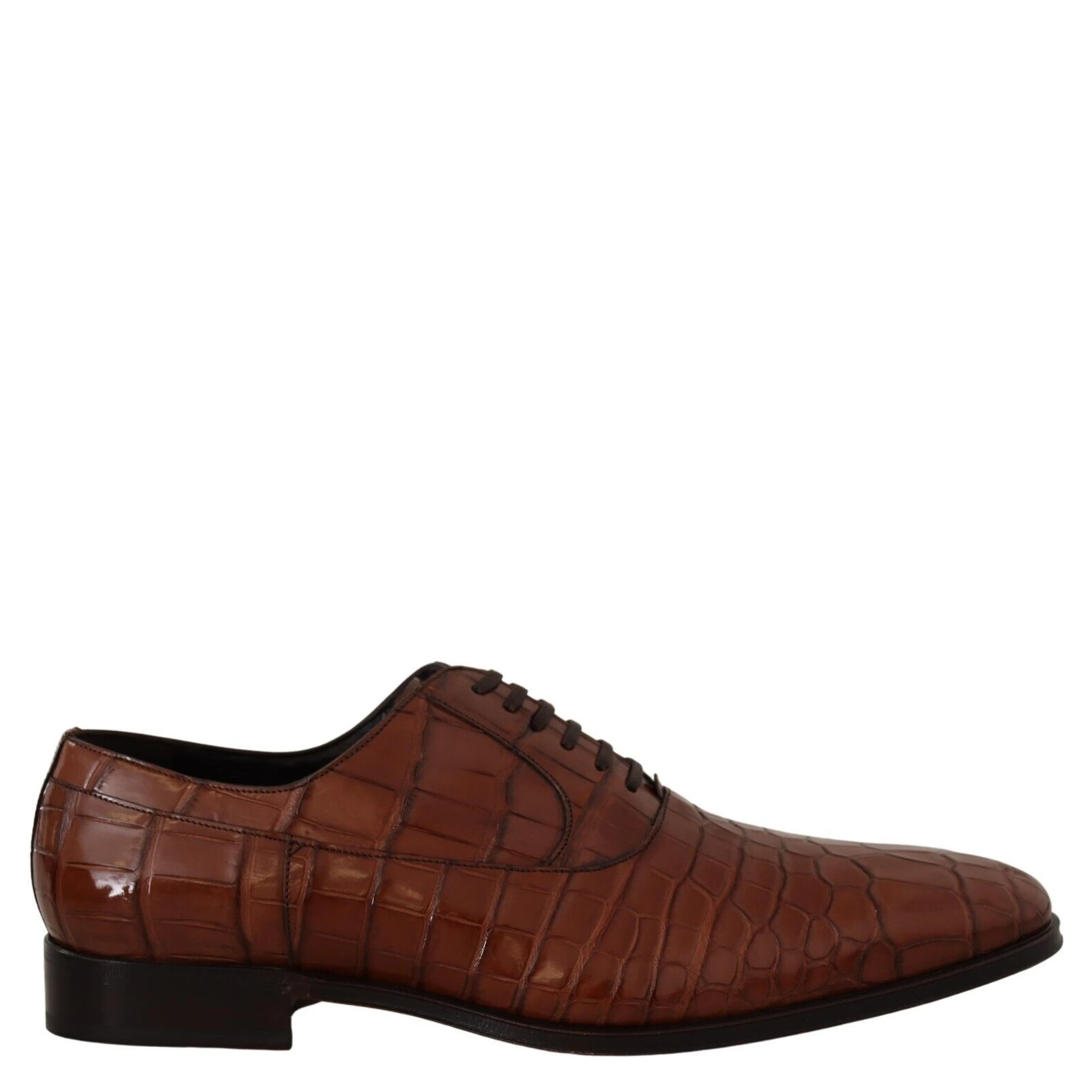 Brown Crocodile Leather Mens Formal Derby Shoes