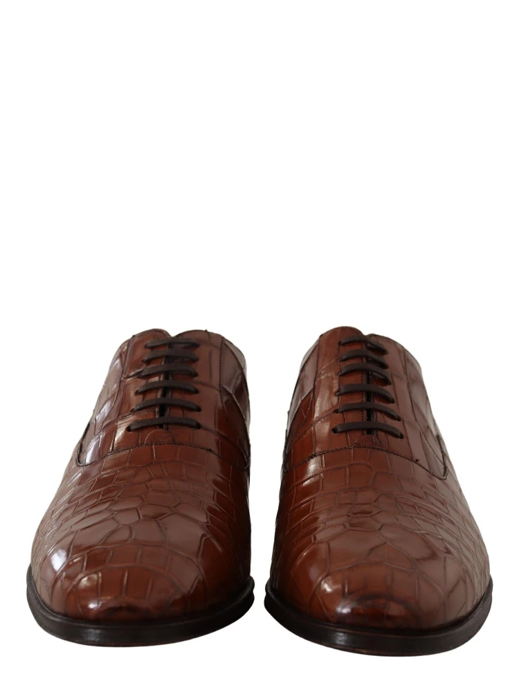 Brown Crocodile Leather Mens Formal Derby Shoes alternative