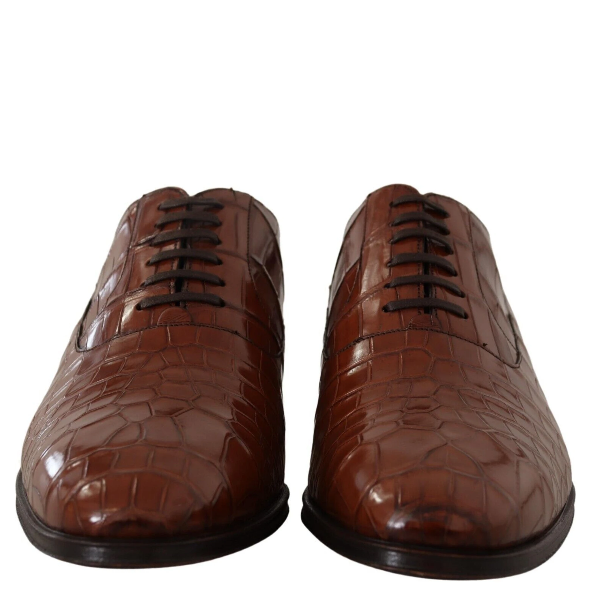 Brown Crocodile Leather Mens Formal Derby Shoes