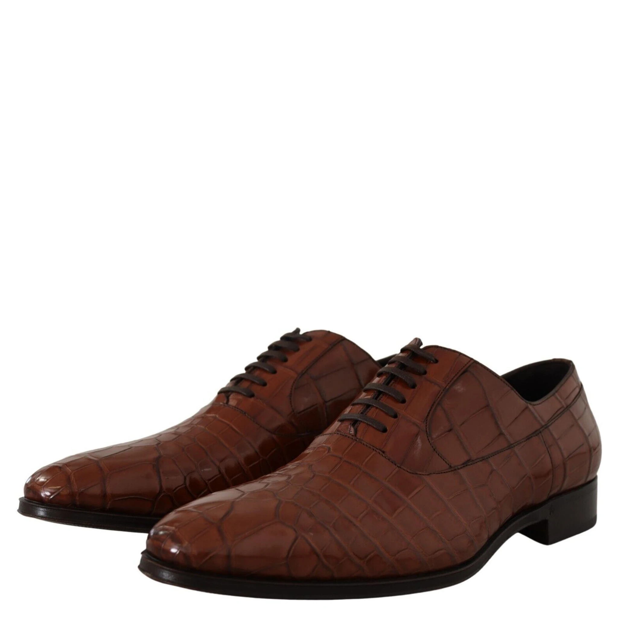 Brown Crocodile Leather Mens Formal Derby Shoes