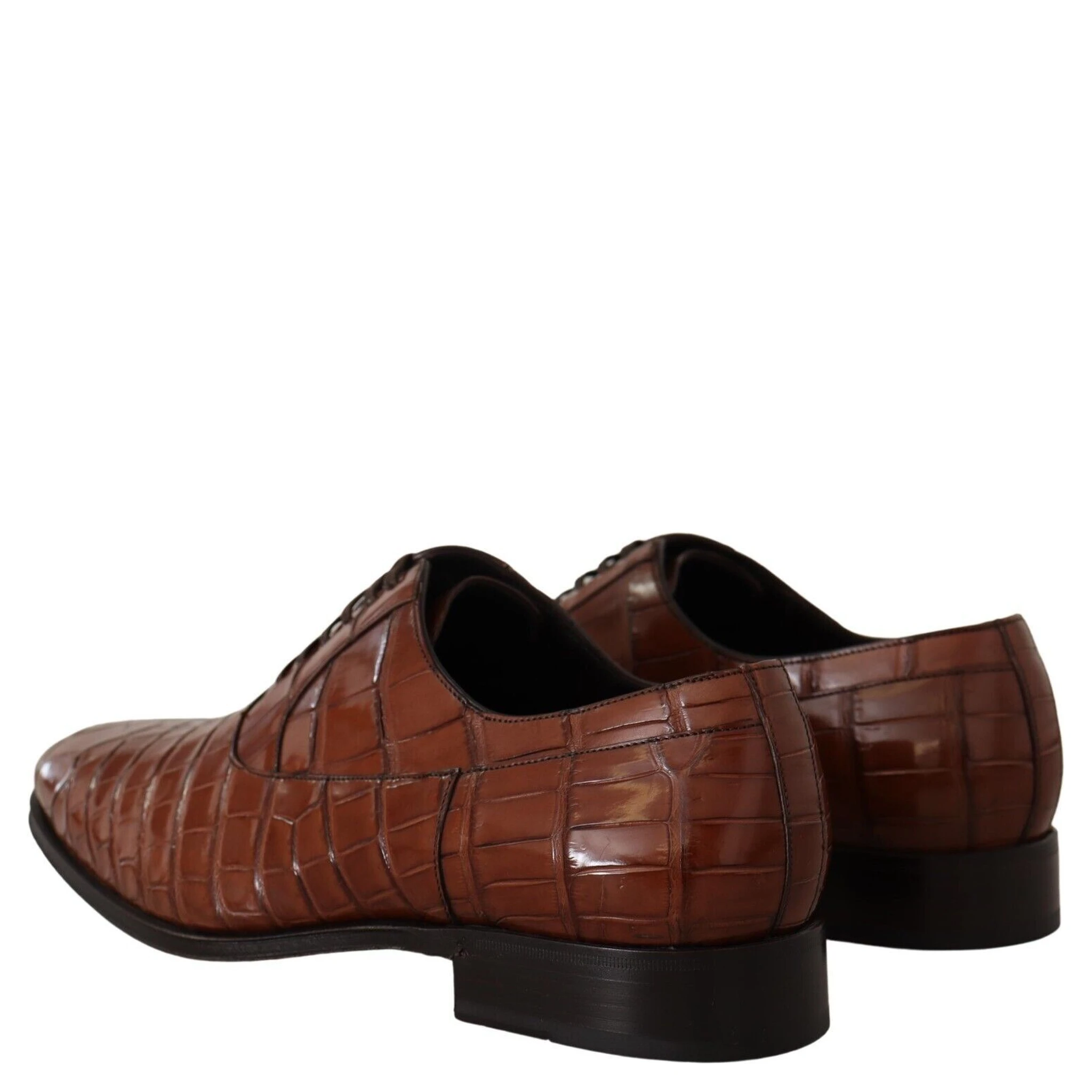 Brown Crocodile Leather Mens Formal Derby Shoes