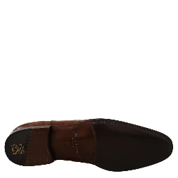 Brown Crocodile Leather Mens Formal Derby Shoes