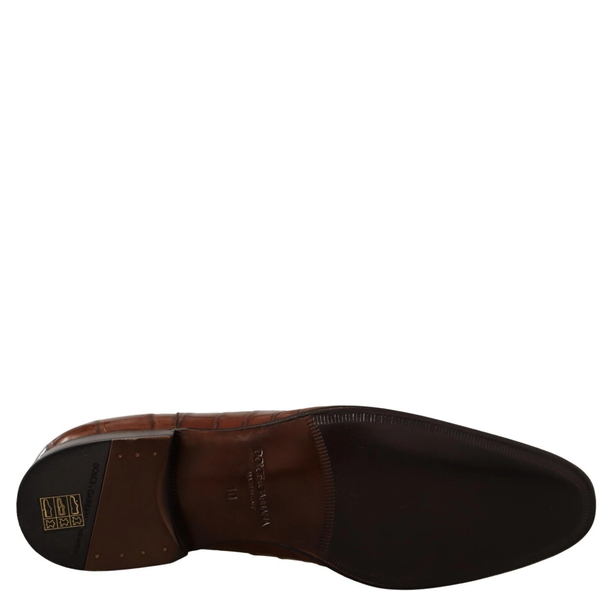 Brown Crocodile Leather Mens Formal Derby Shoes