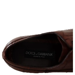 Brown Crocodile Leather Mens Formal Derby Shoes