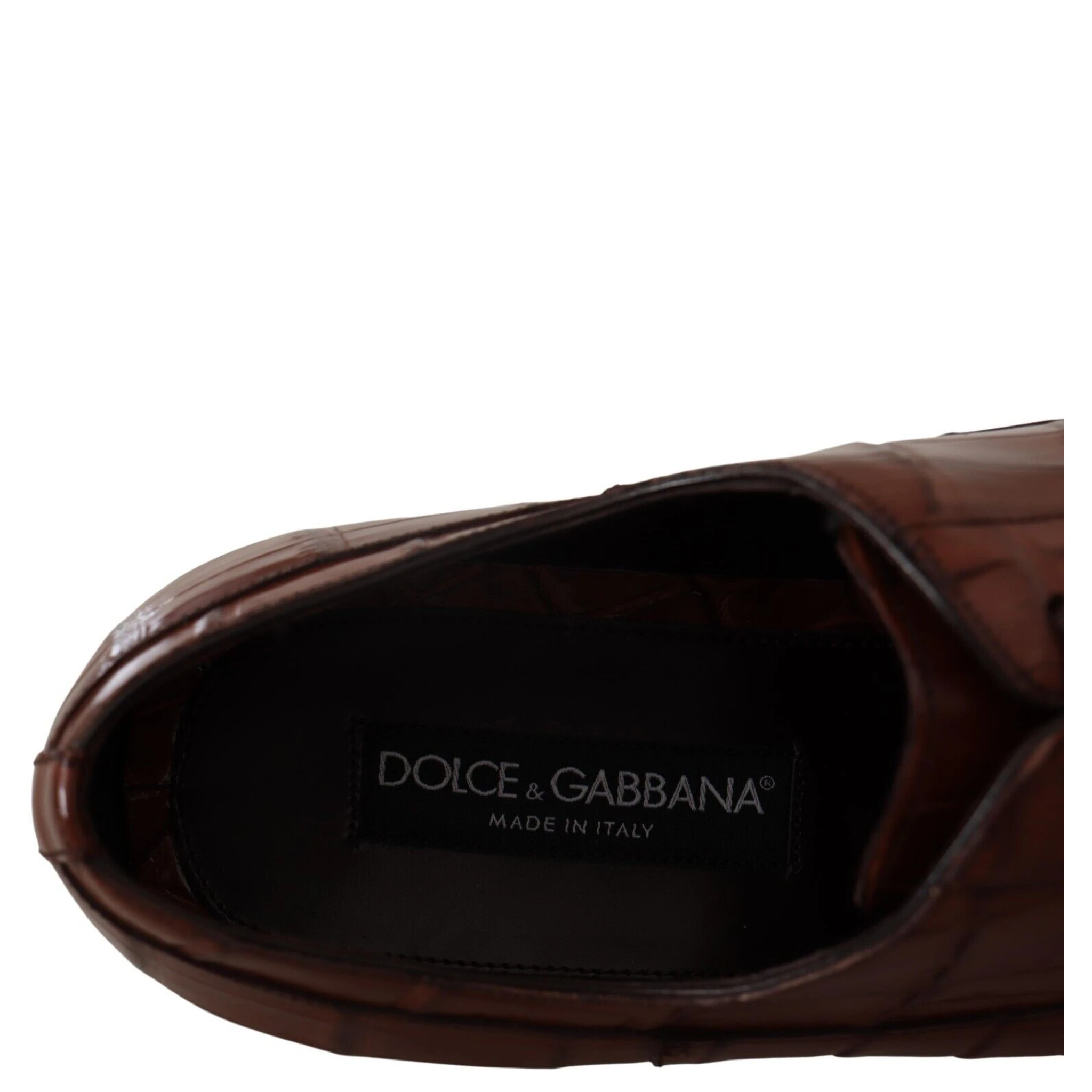 Brown Crocodile Leather Mens Formal Derby Shoes