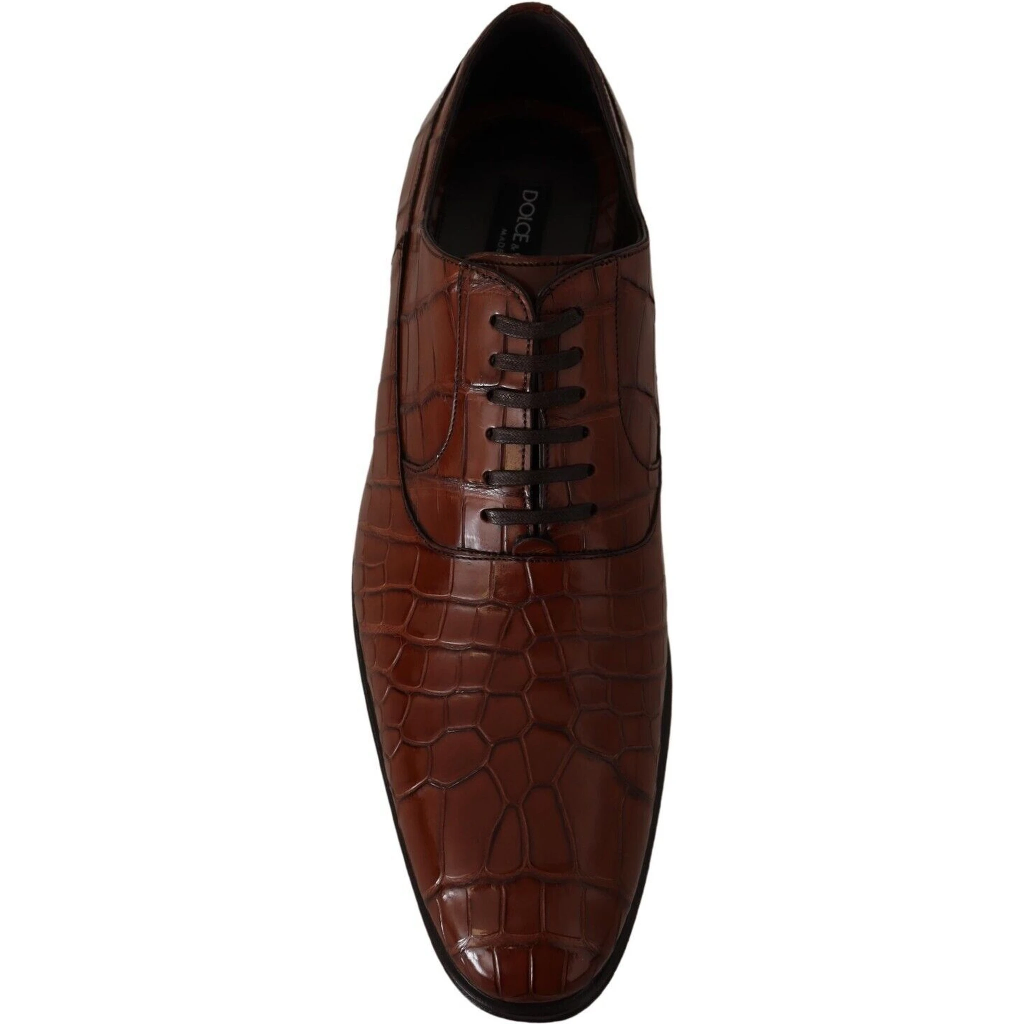 Brown Crocodile Leather Mens Formal Derby Shoes