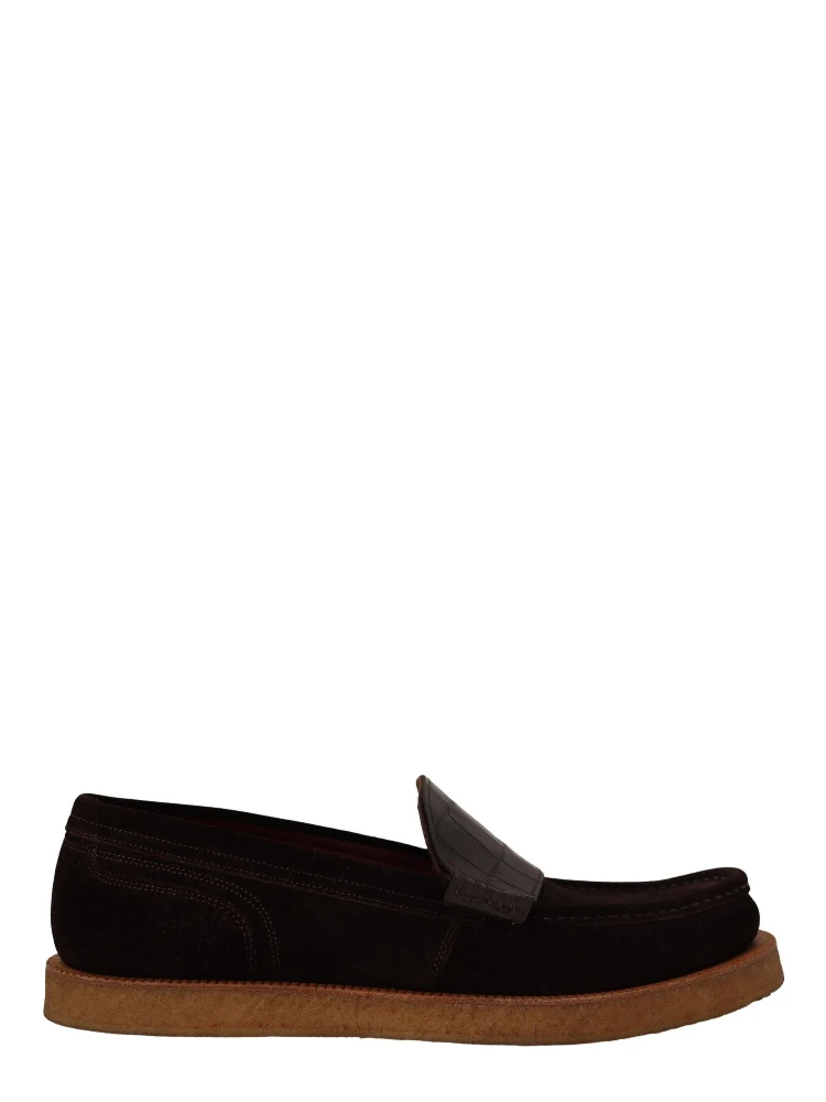 Brown Suede Leather Slip On Flats Moccasin Shoes