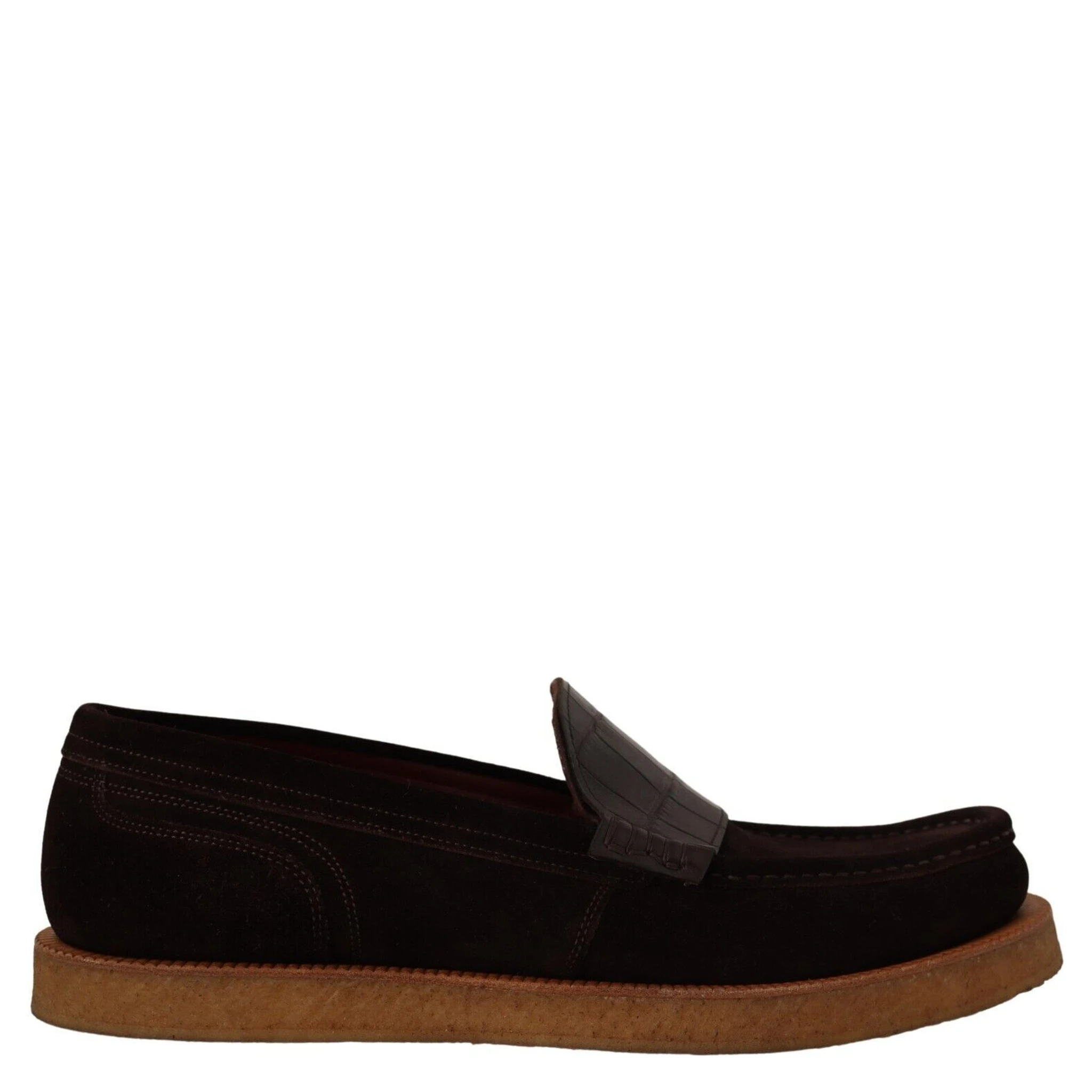 Brown Suede Leather Slip On Flats Moccasin Shoes