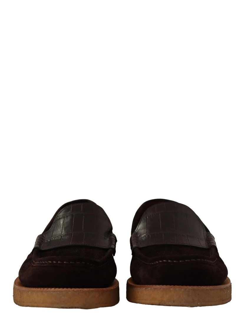 Brown Suede Leather Slip On Flats Moccasin Shoes