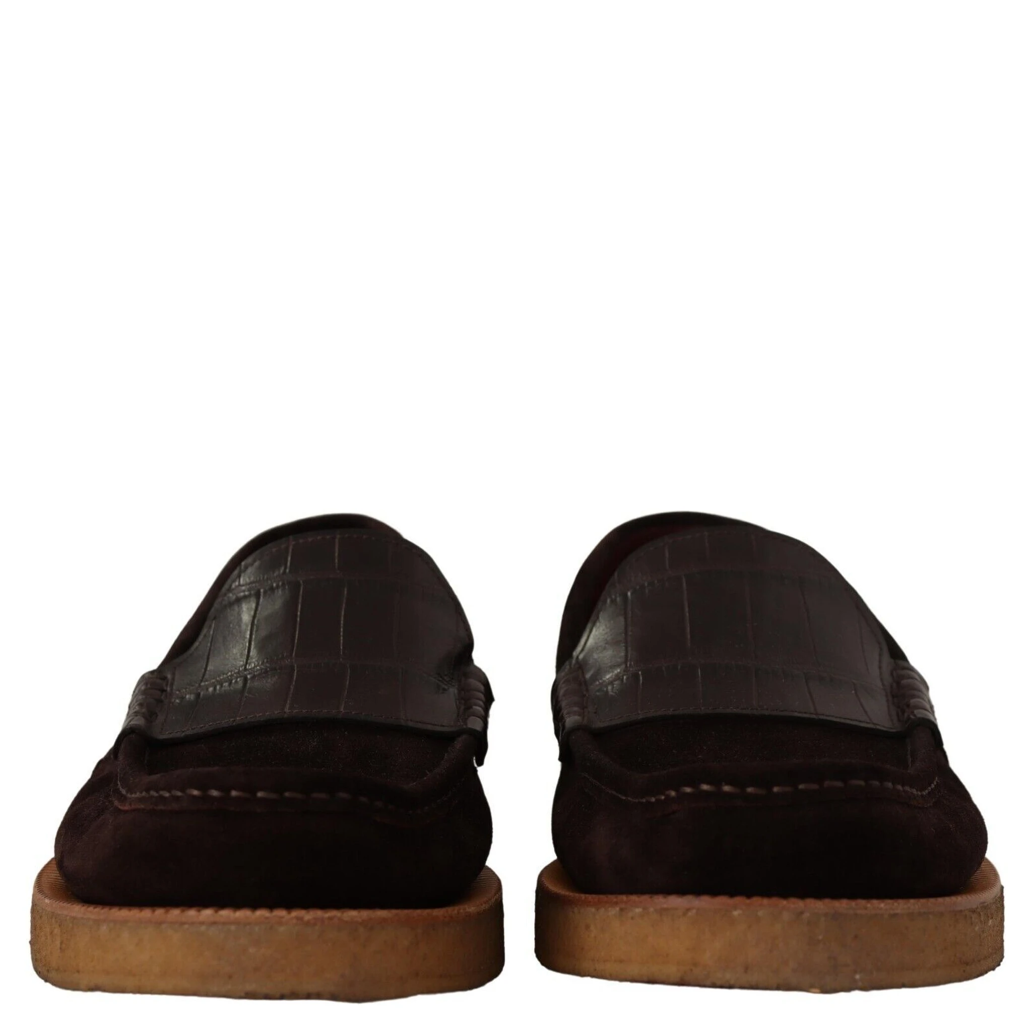 Brown Suede Leather Slip On Flats Moccasin Shoes