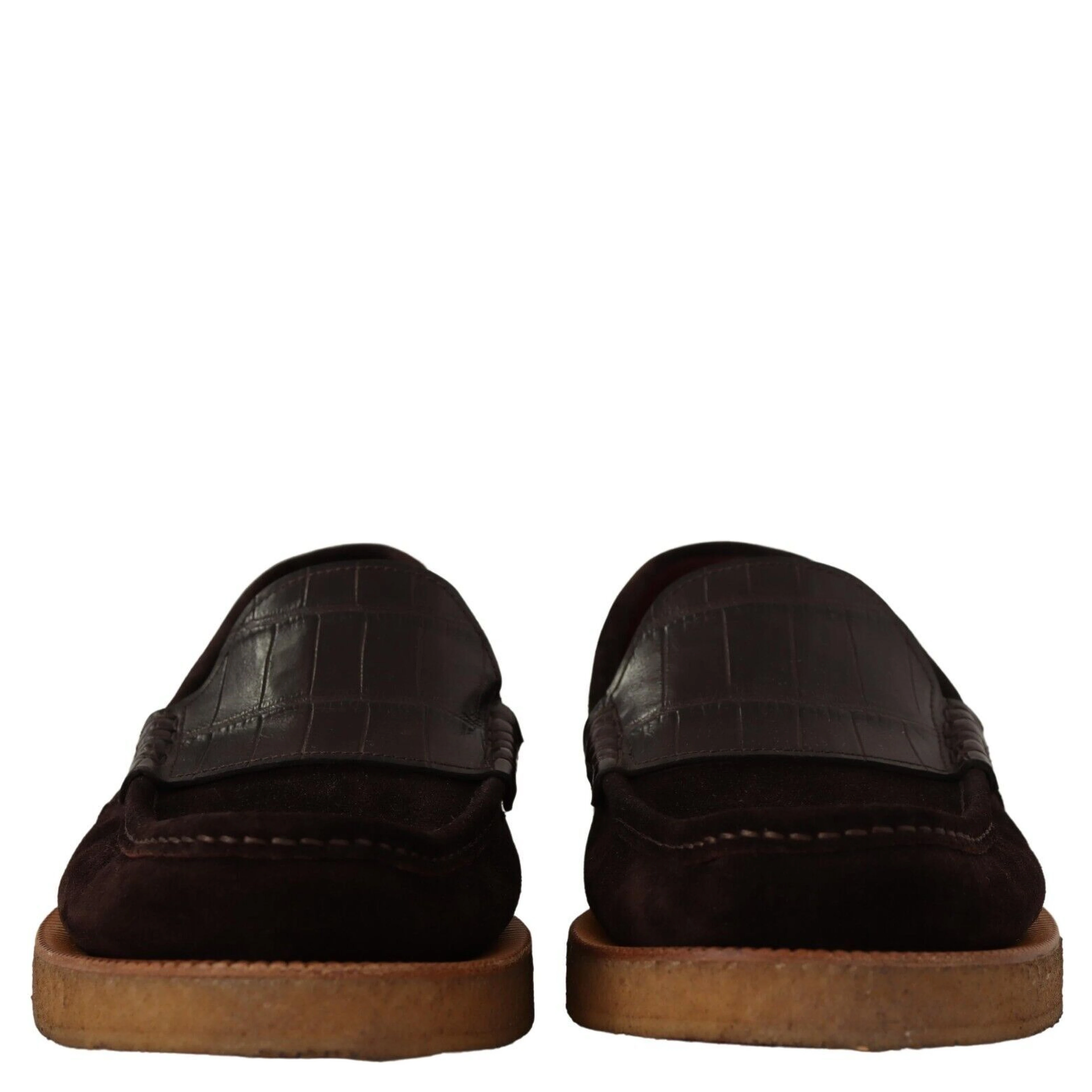Brown Suede Leather Slip On Flats Moccasin Shoes
