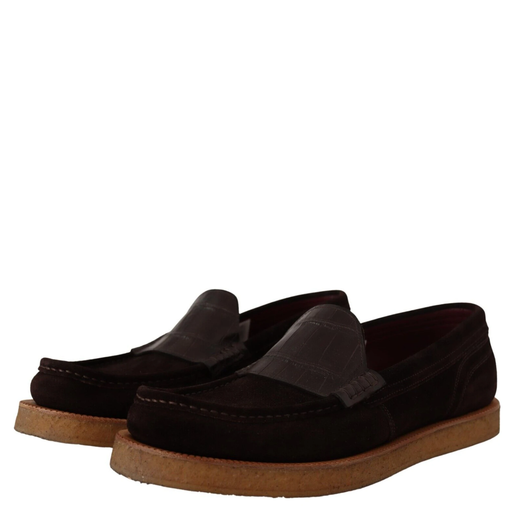 Brown Suede Leather Slip On Flats Moccasin Shoes