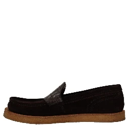 Brown Suede Leather Slip On Flats Moccasin Shoes