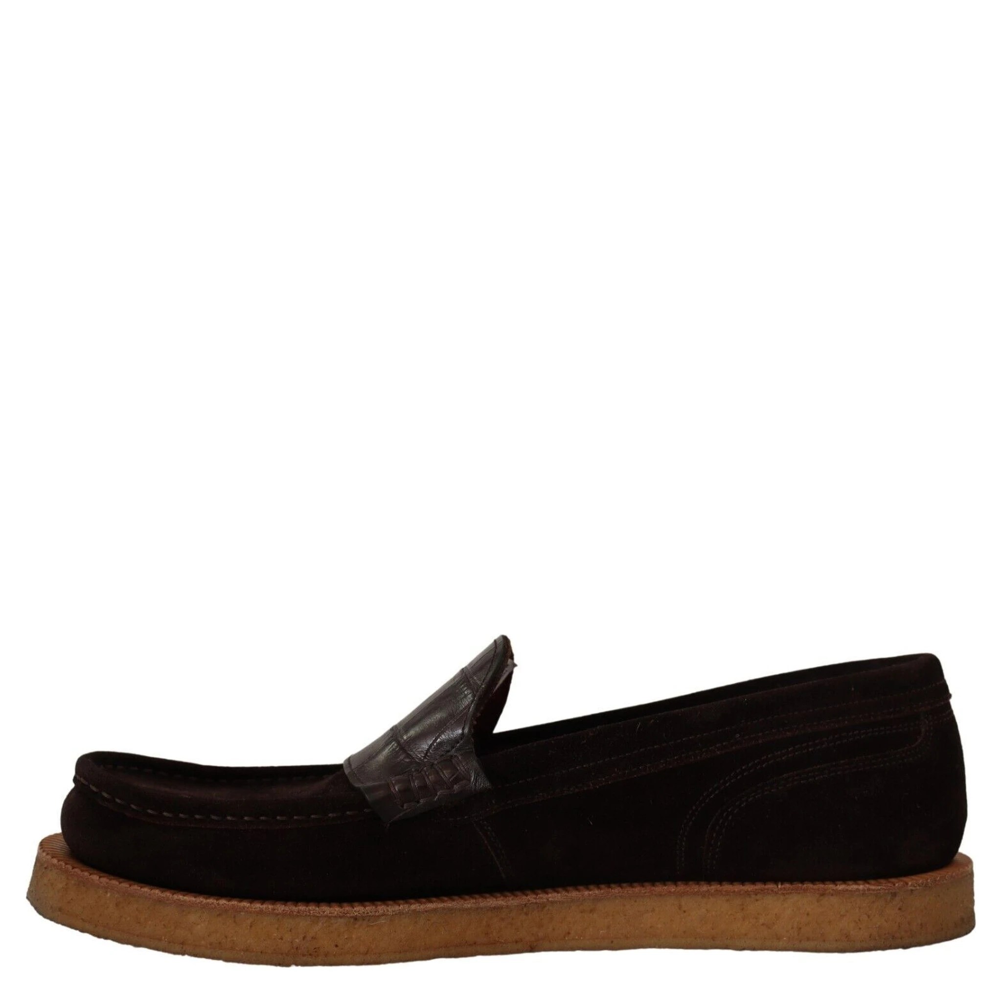 Brown Suede Leather Slip On Flats Moccasin Shoes