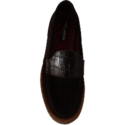 Brown Suede Leather Slip On Flats Moccasin Shoes