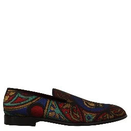 Multicolor Jacquard Crown Slippers Loafers Shoes