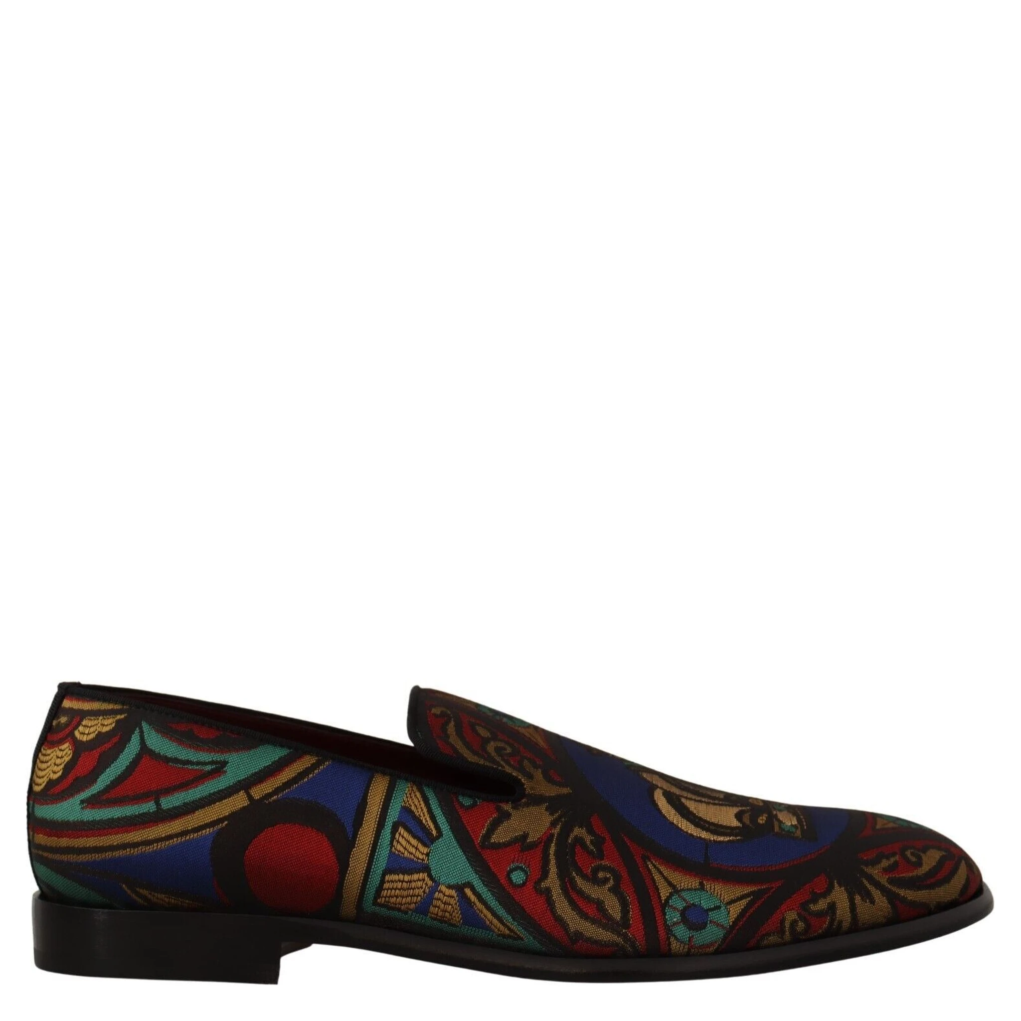 Multicolor Jacquard Crown Slippers Loafers Shoes
