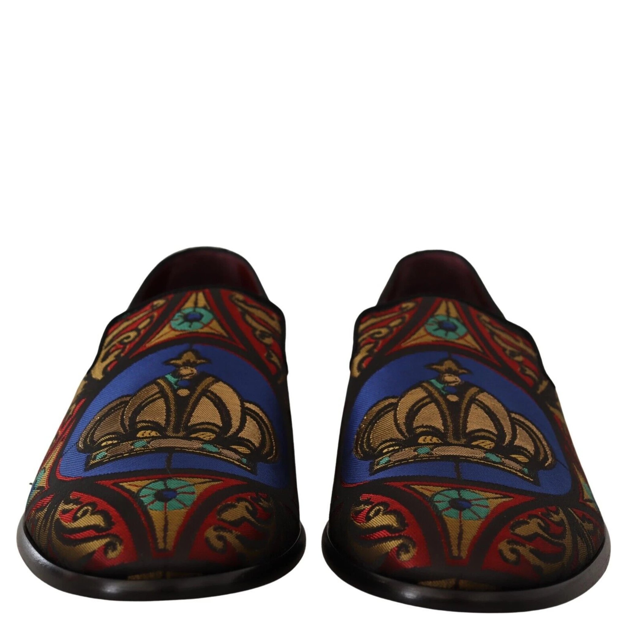 Multicolor Jacquard Crown Slippers Loafers Shoes