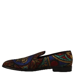 Multicolor Jacquard Crown Slippers Loafers Shoes