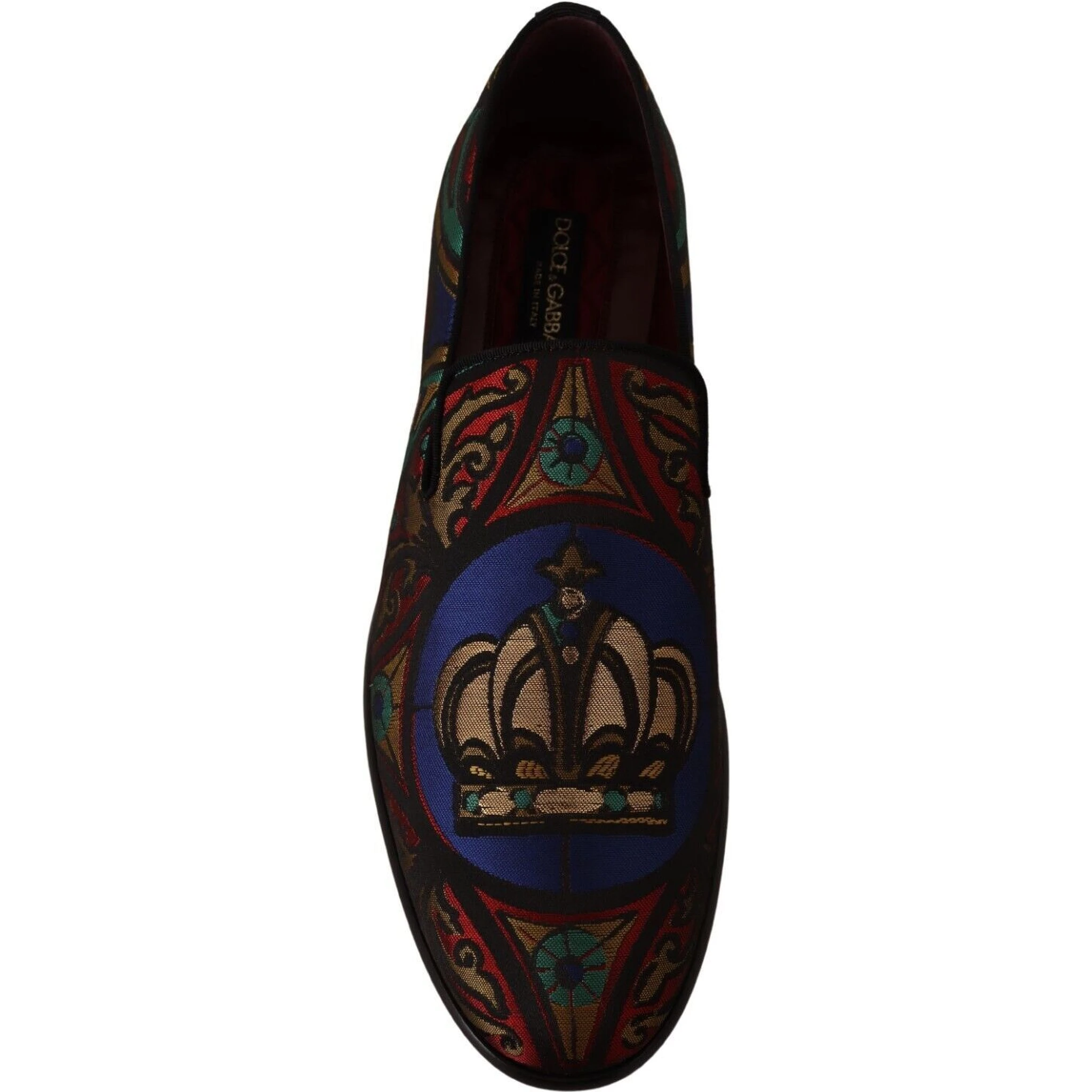 Multicolor Jacquard Crown Slippers Loafers Shoes